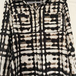 Calvin Klein Black and White Plaid Shirt